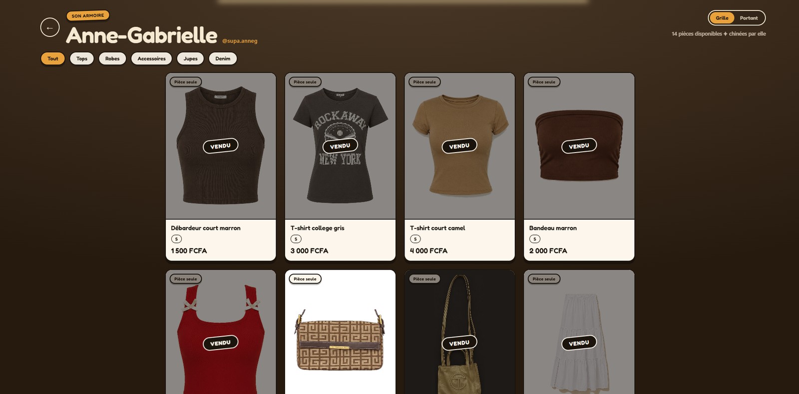 AG Friperie — L'armoire — disponibles et vendues
